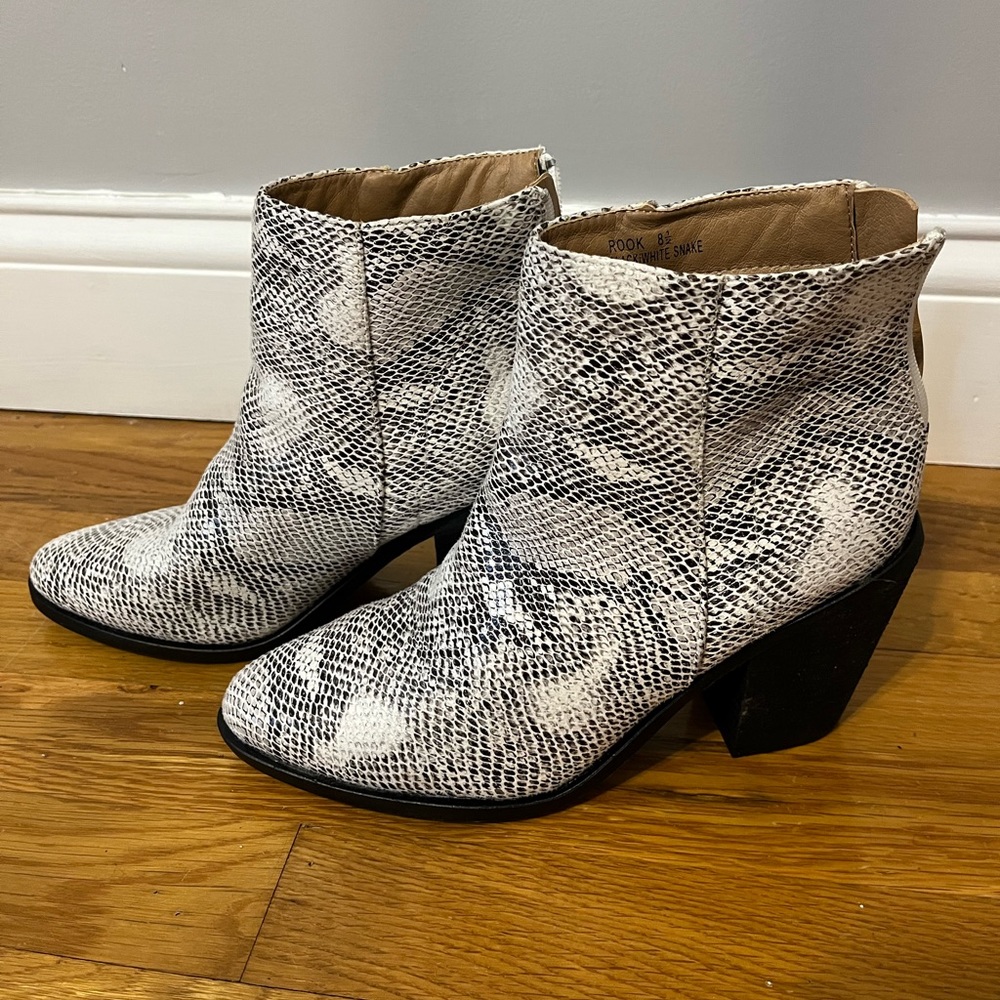 Black and White Snakeskin Booties